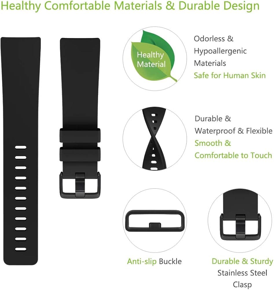 RIOROO Bands Compatible with Fitbit Versa/Fitbit Versa 2/Fitbit Versa Lite Strap Versa Accessories Women Men Soft Silicone Replacement Sport Fitness Wristband for Fitbit Versa Smart Watch