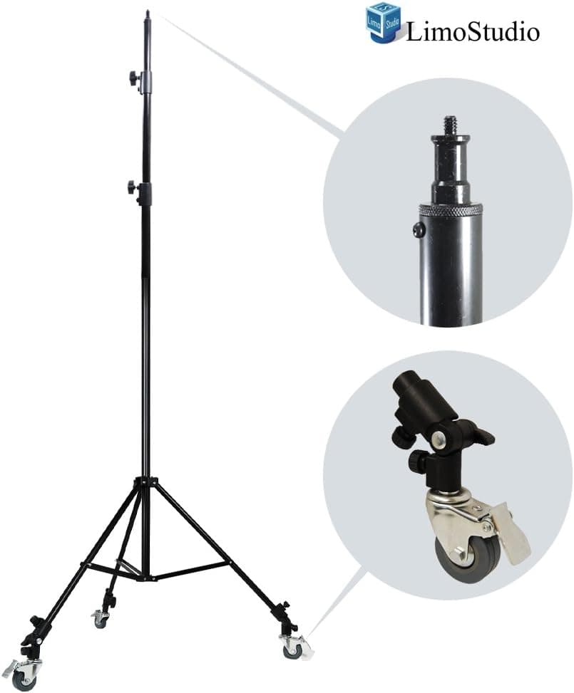 LimoStudio Photography Studio Heavy Duty Light Stand Tripod with Caster Wheels, AGG1770