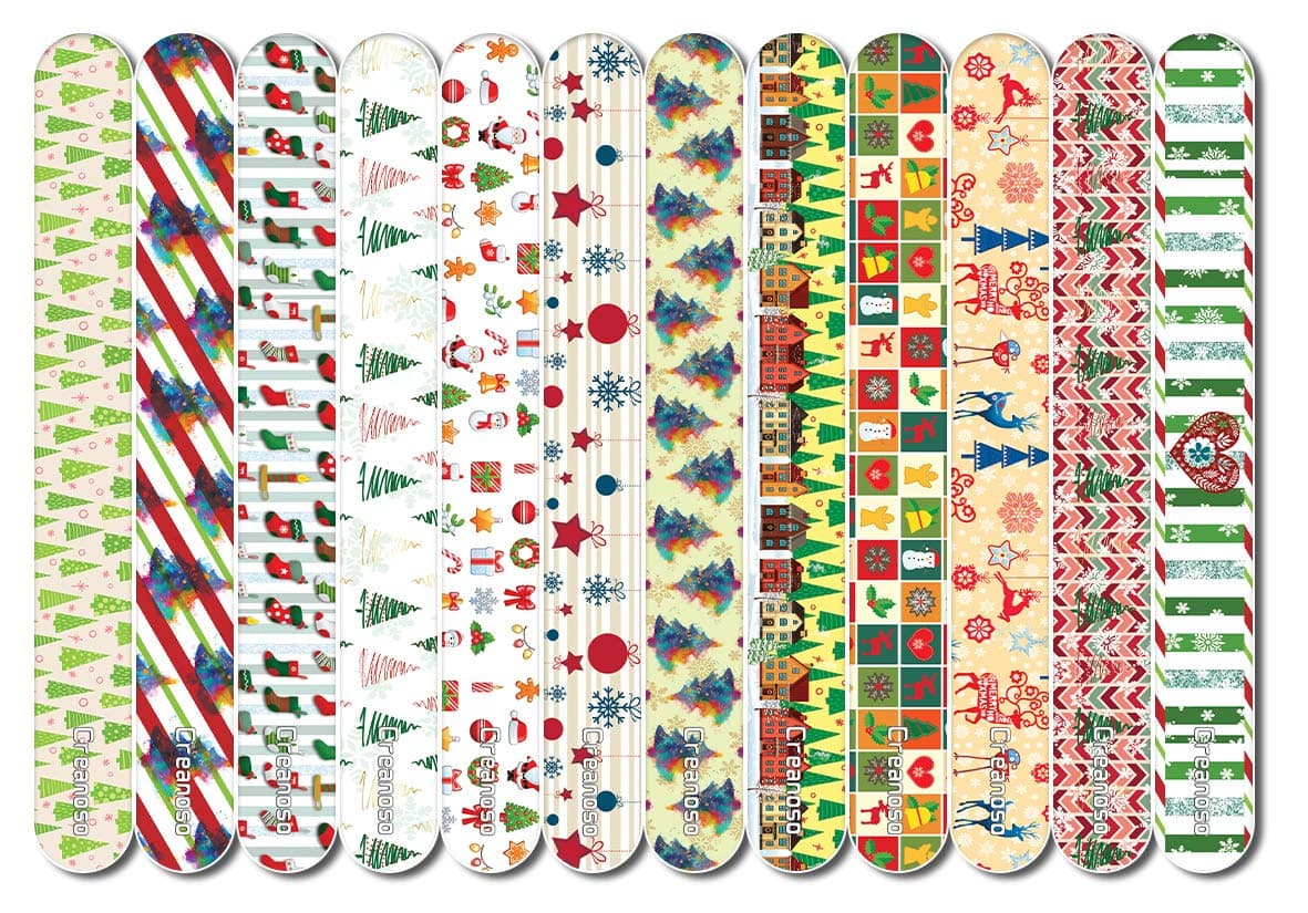Creanoso Christmas Emery Board Nail Files (12-Pack) - Gift Token Giveaways Beauty Essentials for Women Girls