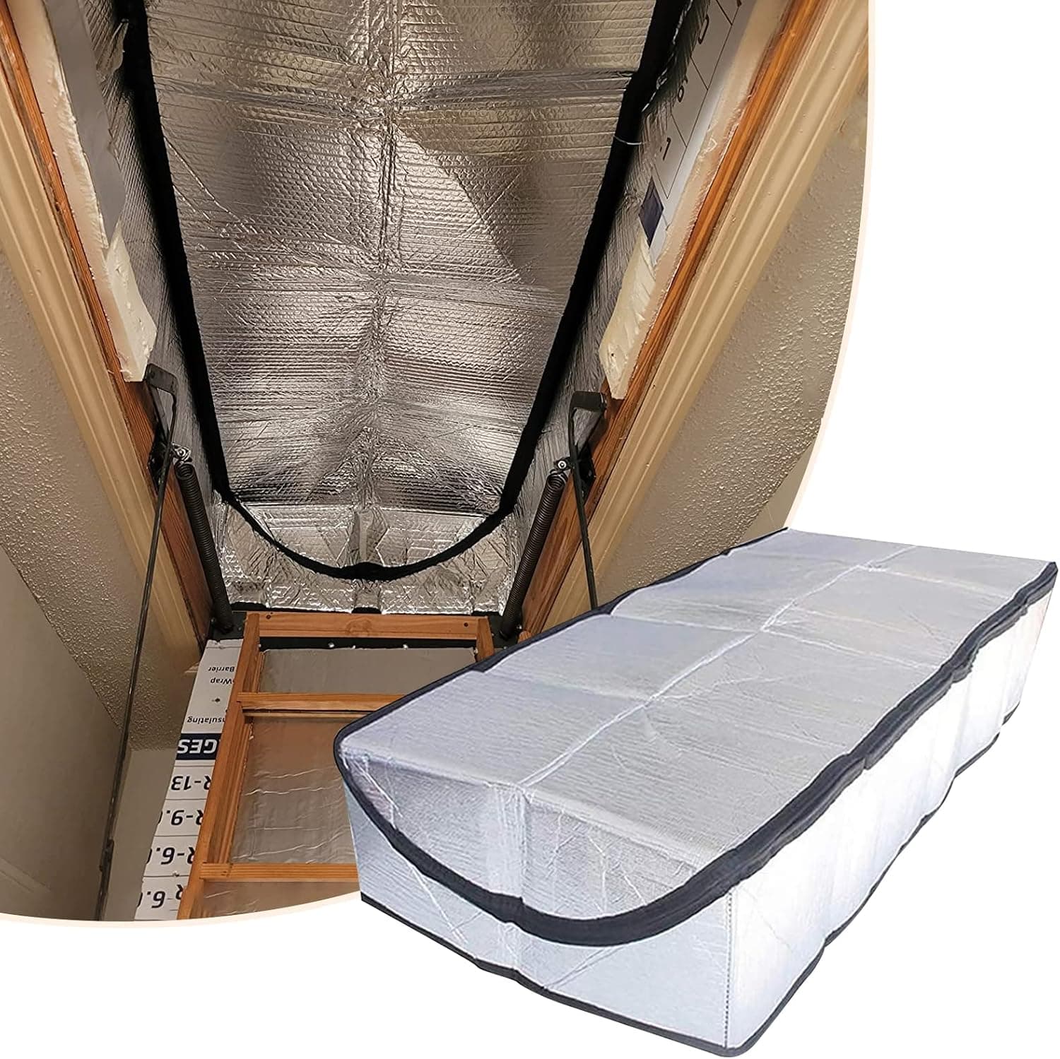 Attic Stairs Insulation Cover 25" x 54" x 11" - Attic Ladder Insulation Cover - Attic Insulation Tent with Zipper - Fire Proof Attic Cover Stairway Insulator