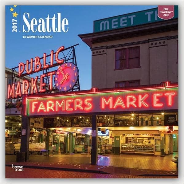 Seattle 2017 18-Month 12x12 Square Wall Calendar (English, French and Spanish Edition)