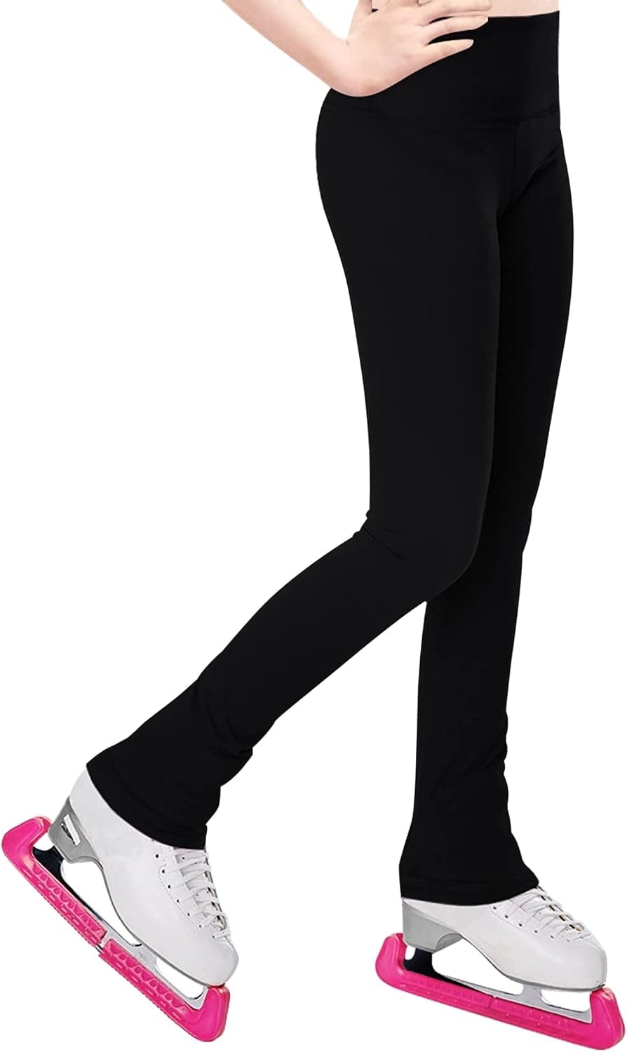 Gnainach Figure Skating Pants High Waist Non-Stick Waterproof Stretch Soft Practice Leggings for Girls Kids Performance