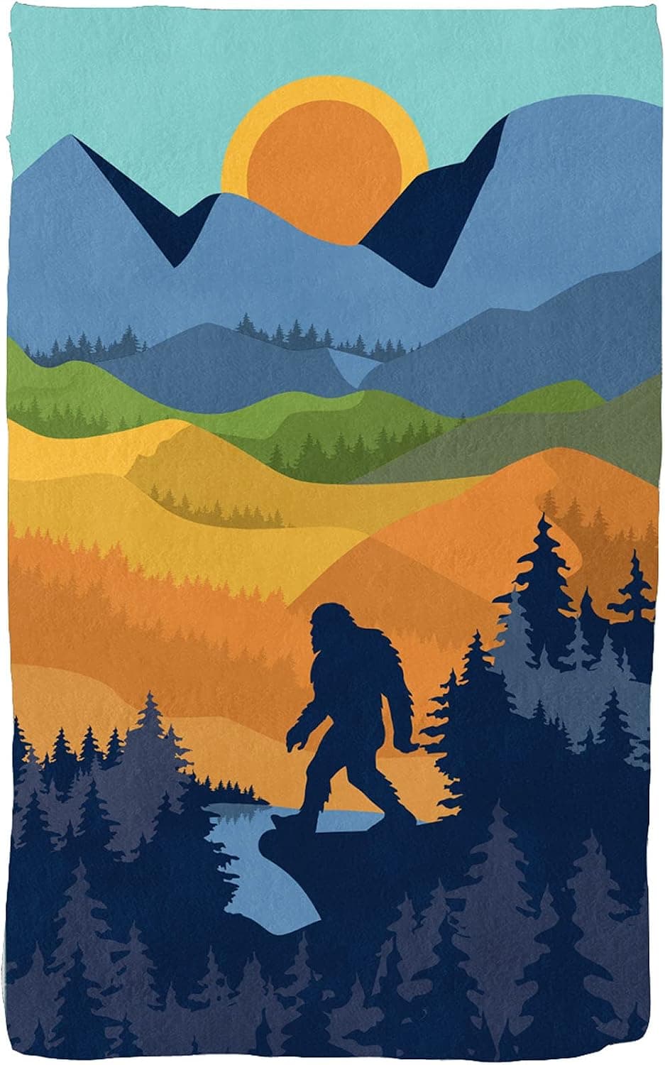 Bigfoot Sasquatch Mountain Woods Cabin Microfiber Kitchen Towel Set