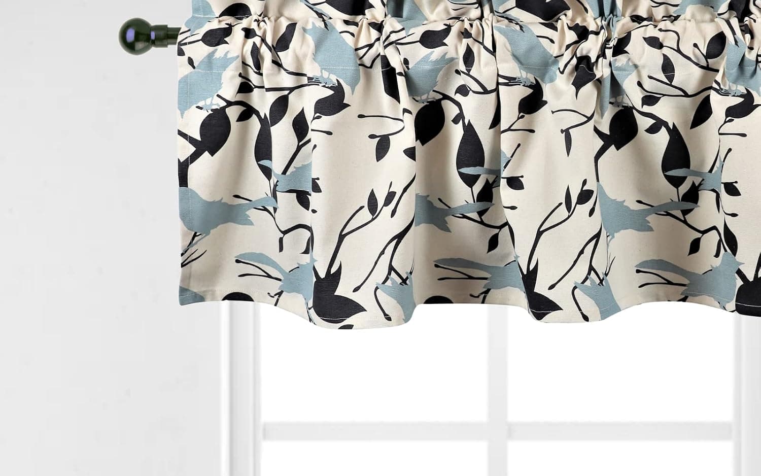 Crabtree Collection Bird Valances for Windows Kitchen Curtains Blue Birds Floral Classic Home Farmhouse Window Valance Curtains (16x60) (Blue Birds)