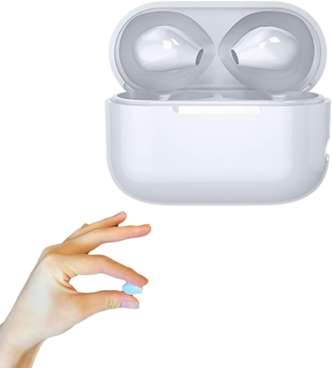 KKSAFE Invisible Earbud Mini Discreet Bluetooth Earpiece Hidden Micro Wireless Headphones World Smallest Stealth Buds Microphone Charge Case Headset(Off-White), Blutooth 5.1