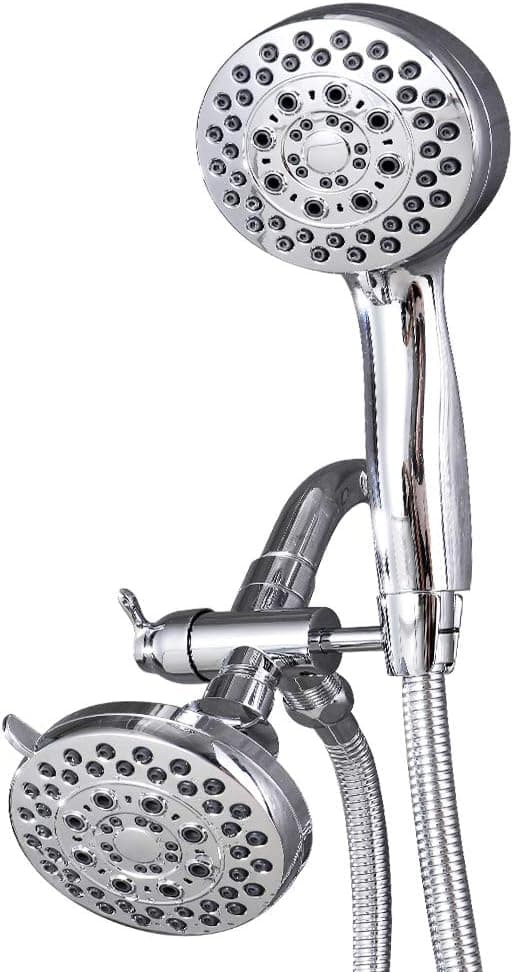 Shower Head with Handheld Shower, Solid Brass 3 Way Shower Diverter, 5 Settings Rain Shower Head Combo with 2M Shower Hose, High Pressure 4" Face Shower Head, All Chrome Finish