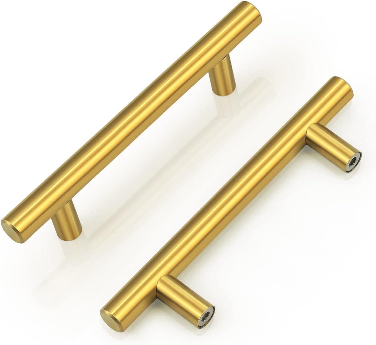 25Pack Gold Kitchen Cabinet Hardware 3 3/4inch 96mm Hole Centers Drawer Handles 6inch 150mm Length Brass Cabinet Pulls Stainless Steel Kitchen Dresser Cupboard Door Pull Handle