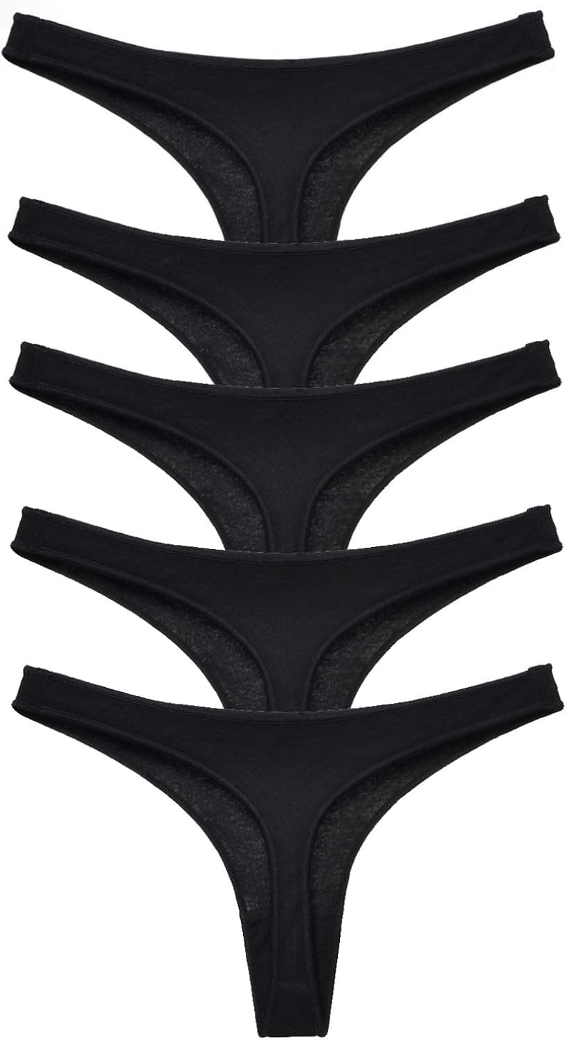 ETAOLINE Women's Cotton Thong Underwear Sport Seamless Panties Hipster, Pack of 5