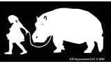 UR Impressions Girl Walking Hippopotamus Decal Vinyl Sticker Graphics for Car Truck SUV Van Wall Window Laptop|White|7.5 X 3.8 Inch|URI450