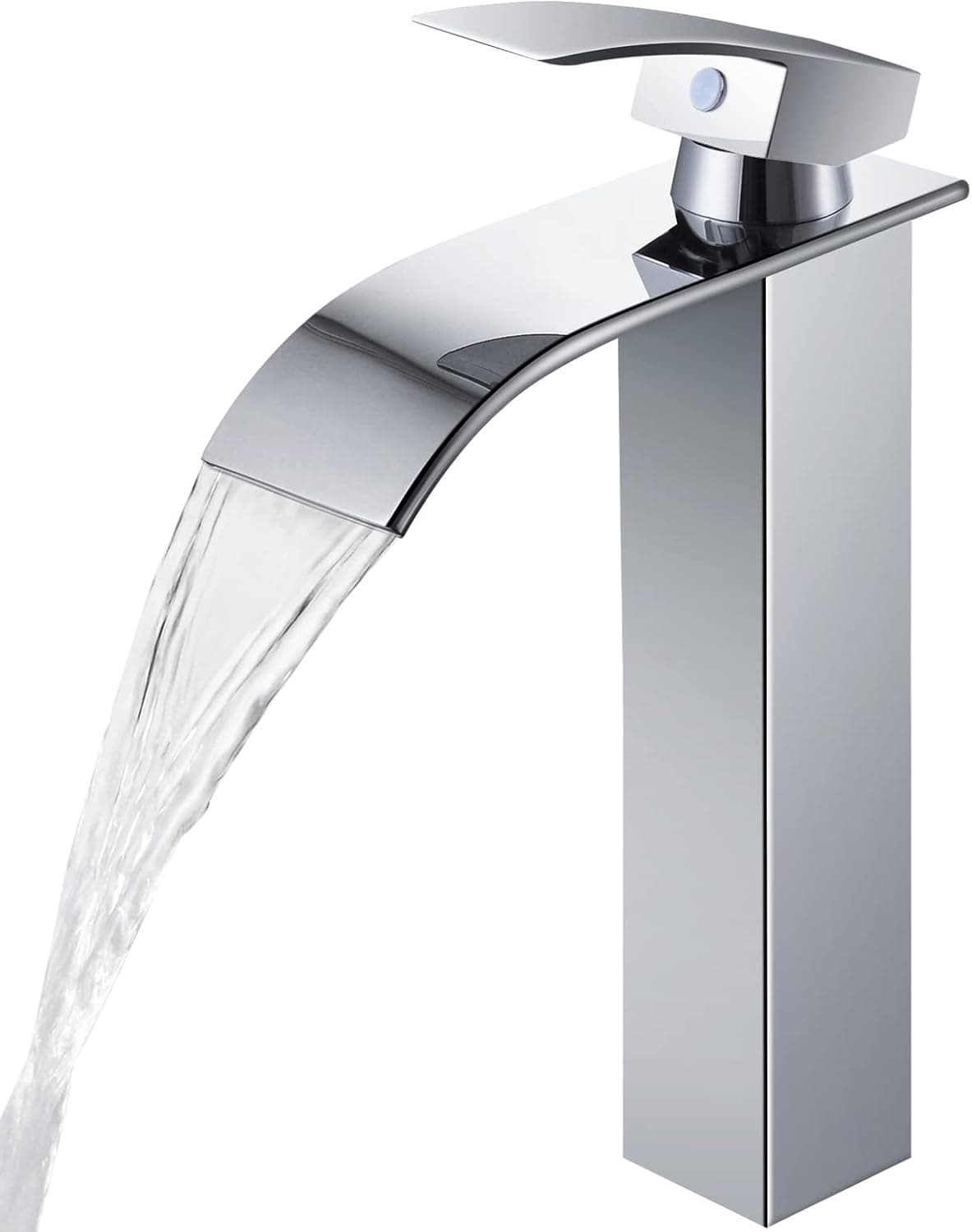 Qomolangma Tall Waterfall Bathroom Faucet Chrome Single Handle Bathroom Sink Faucet for 1 or 3 Holes Rv Lavatory Vanity Faucet with Hose