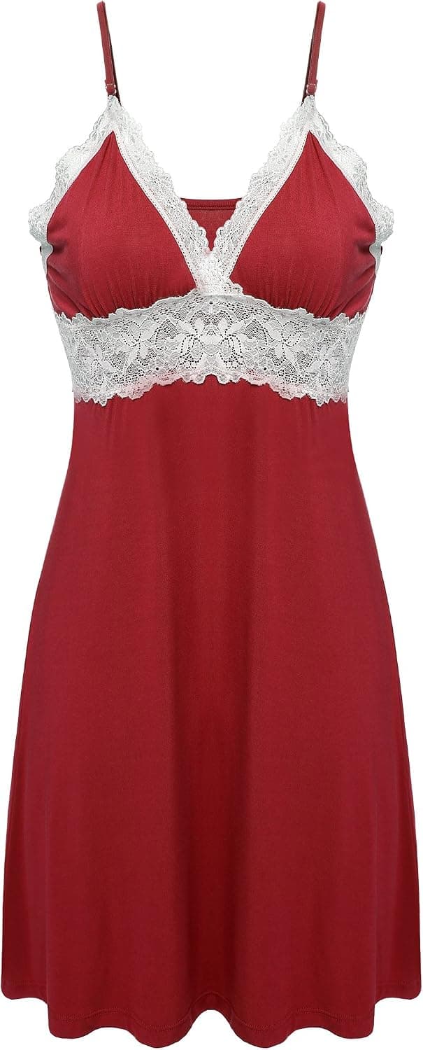 Ekouaer Sleepwear Womens Chemise Nightgown Full Slip Lace Lounge Dress