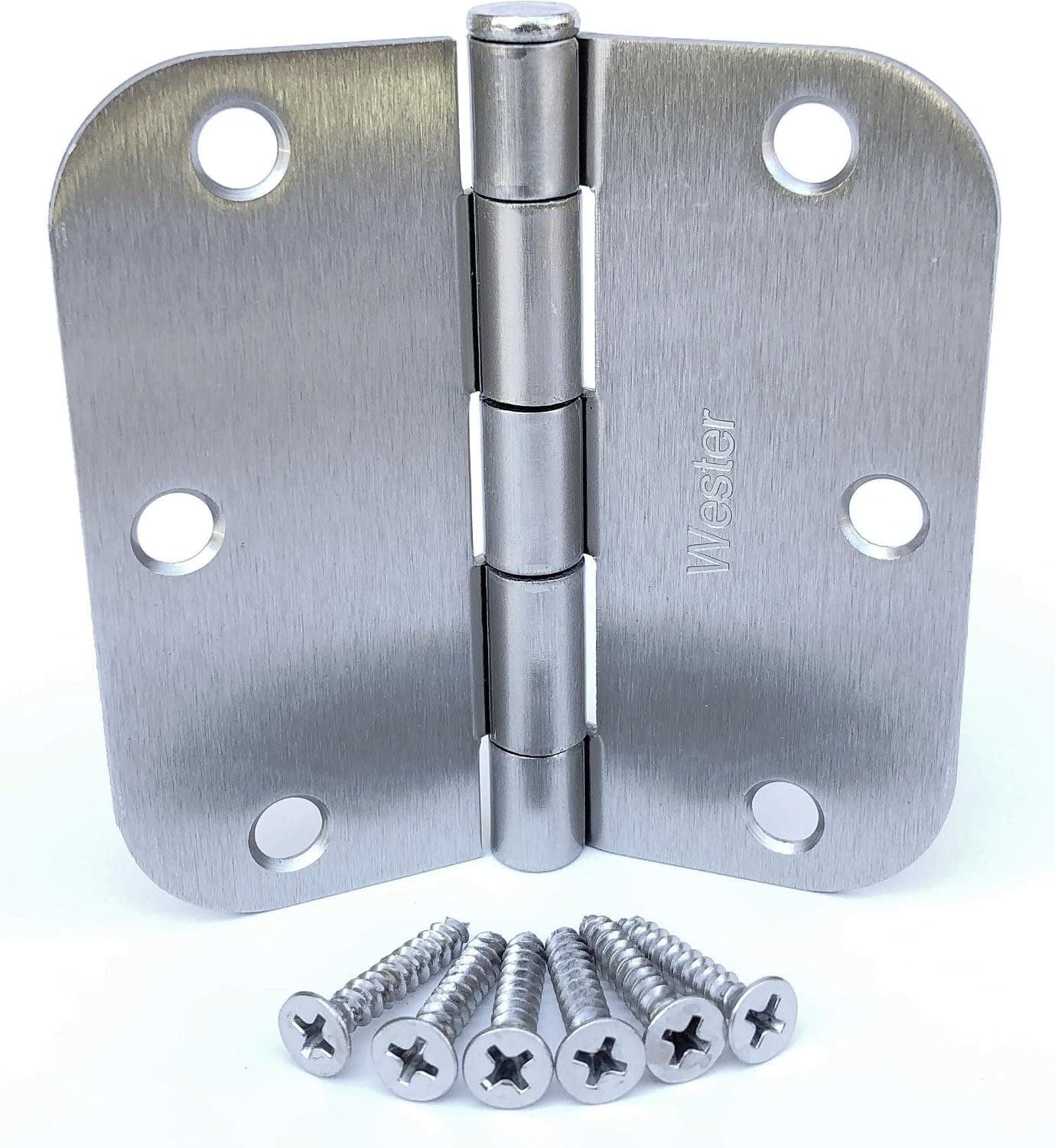 (Pack of 24) W2Ent 3.5" x 3.5" Satin Nickel Door Hinges with 5/8" Radius Corners Brushed Nickel