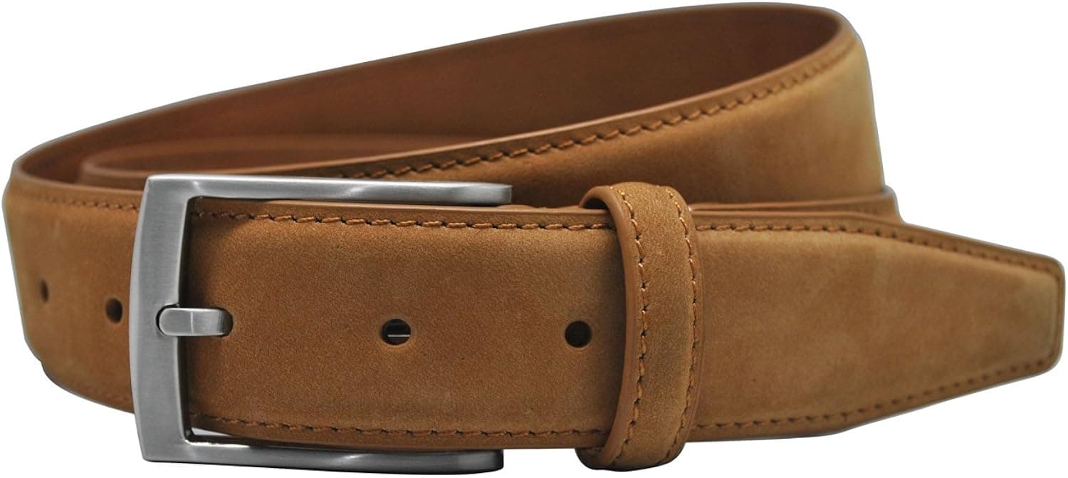 Ground Mind Handmade Nubuck Leather Men's Belt Contrast Stitching Casual Dress Belts