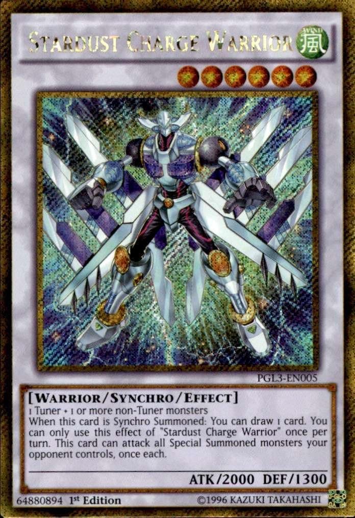 Yu-Gi-Oh! - Stardust Charge Warrior (PGL3-EN005) - Premium Gold: Infinite Gold - 1st Edition - Gold Secret Rare
