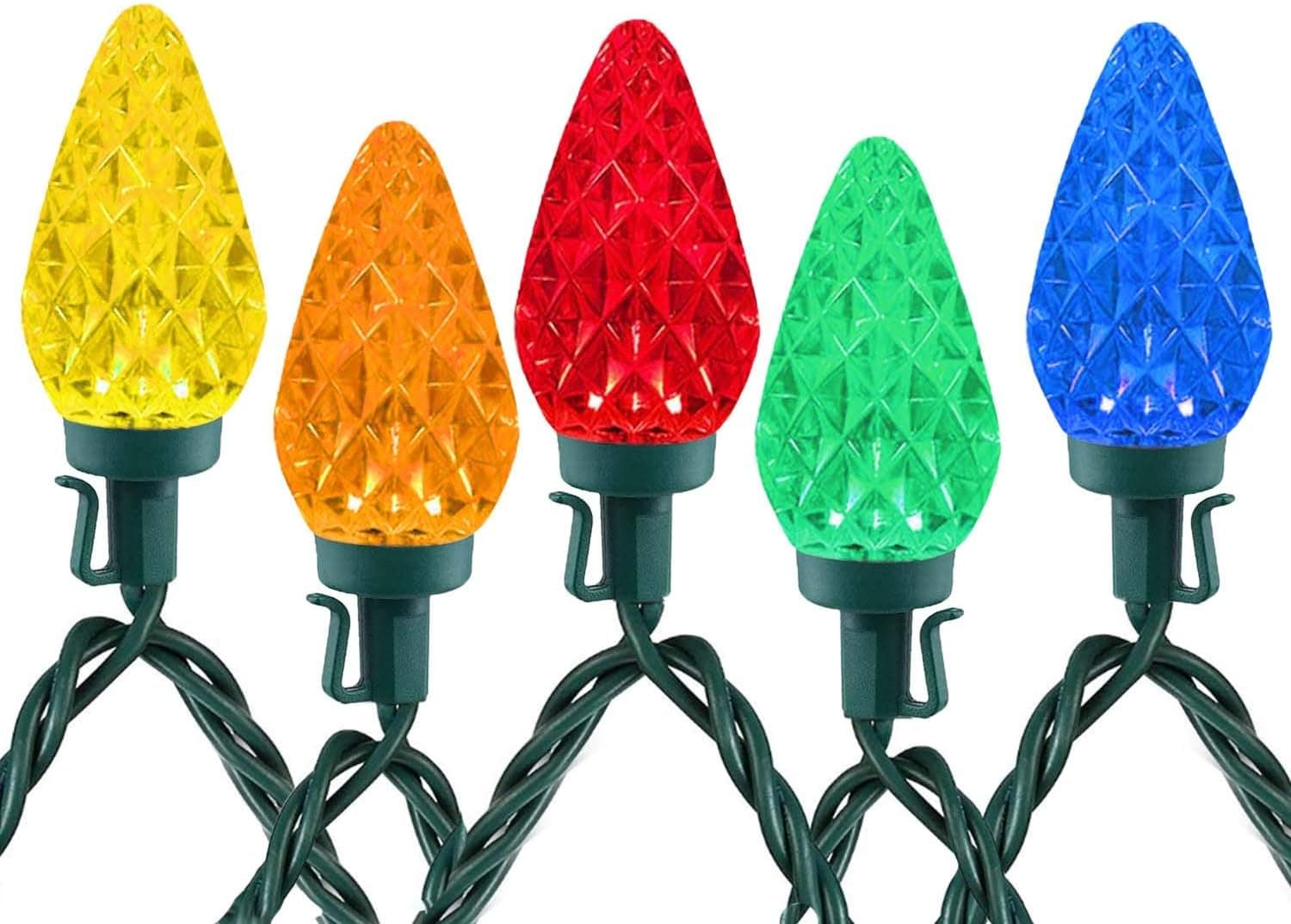 C7 Outdoor String Light Set - Outdoor Christmas Light String - Christmas Tree Lights - Hanging Christmas Lights - Roofline Light String - Outdoor Patio String Lights (Multicolor, 13 Feet-25 LEDs)