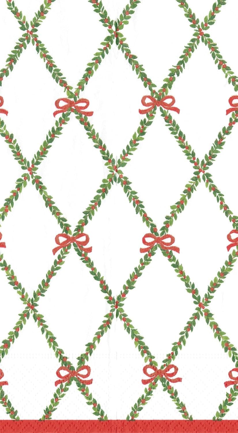 Caspari Garland Trellis Guest Towel Napkins, Pack of 15