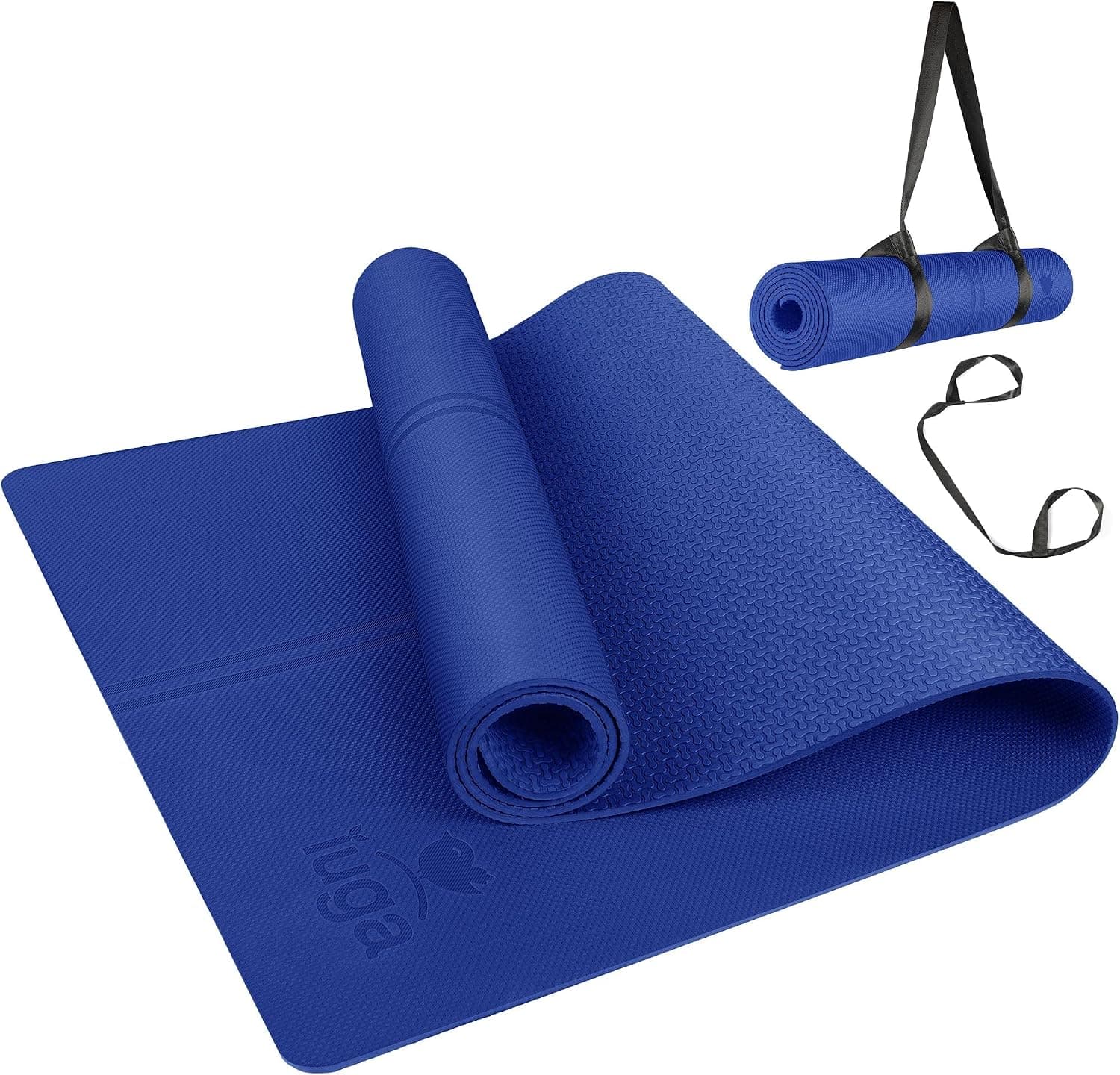 IUGA Eco Friendly Yoga Mat with Alignment Lines, Free Carry Strap, Non Slip TPE Yoga Mat for All Types of Yoga, Extra Large Exercise and Fitness Mat Size 72”X26”X1/4"