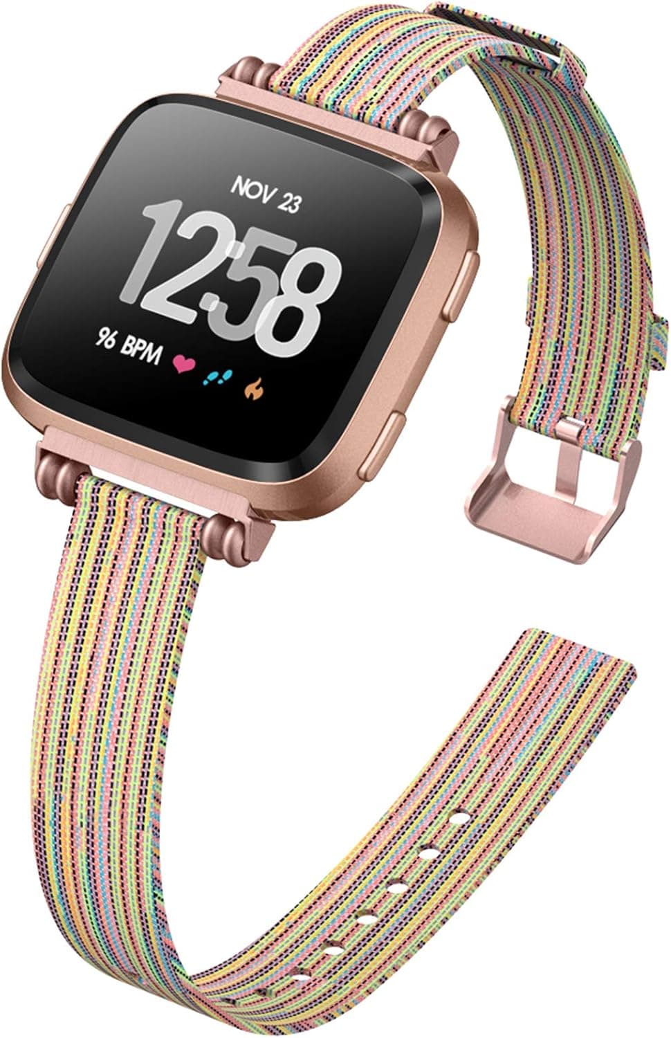 KIMILAR Woven Band Compatible with Fitbit Versa/Versa 2/Versa Lite Bands, Fabric Women Beaded Bracelet Slim Replacement Breathable Strap Accessories Wristband for Versa Smart Watch