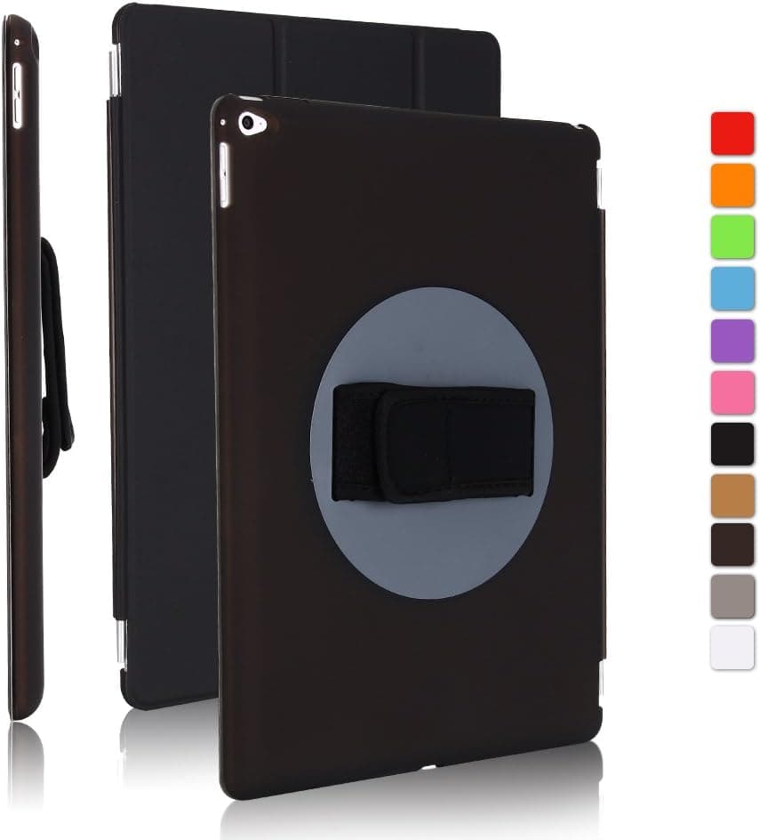 iPad Pro 12.9 Case, Dowswin iPad Cover 360 Degree Rotating Handheld Case Slim-Fit Smart Case Cover Translucent Backcover for Apple iPad Pro 12.9 inch Tablet with Auto Wake/Sleep Feature (Black)