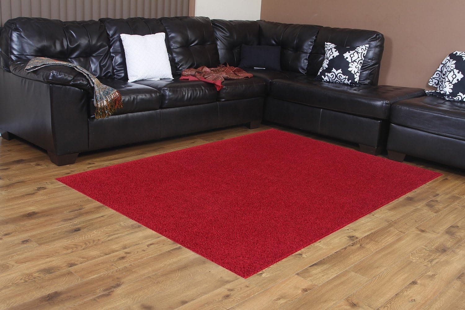 Bright House Solid Color Area Rug, 3' L, Square, Red
