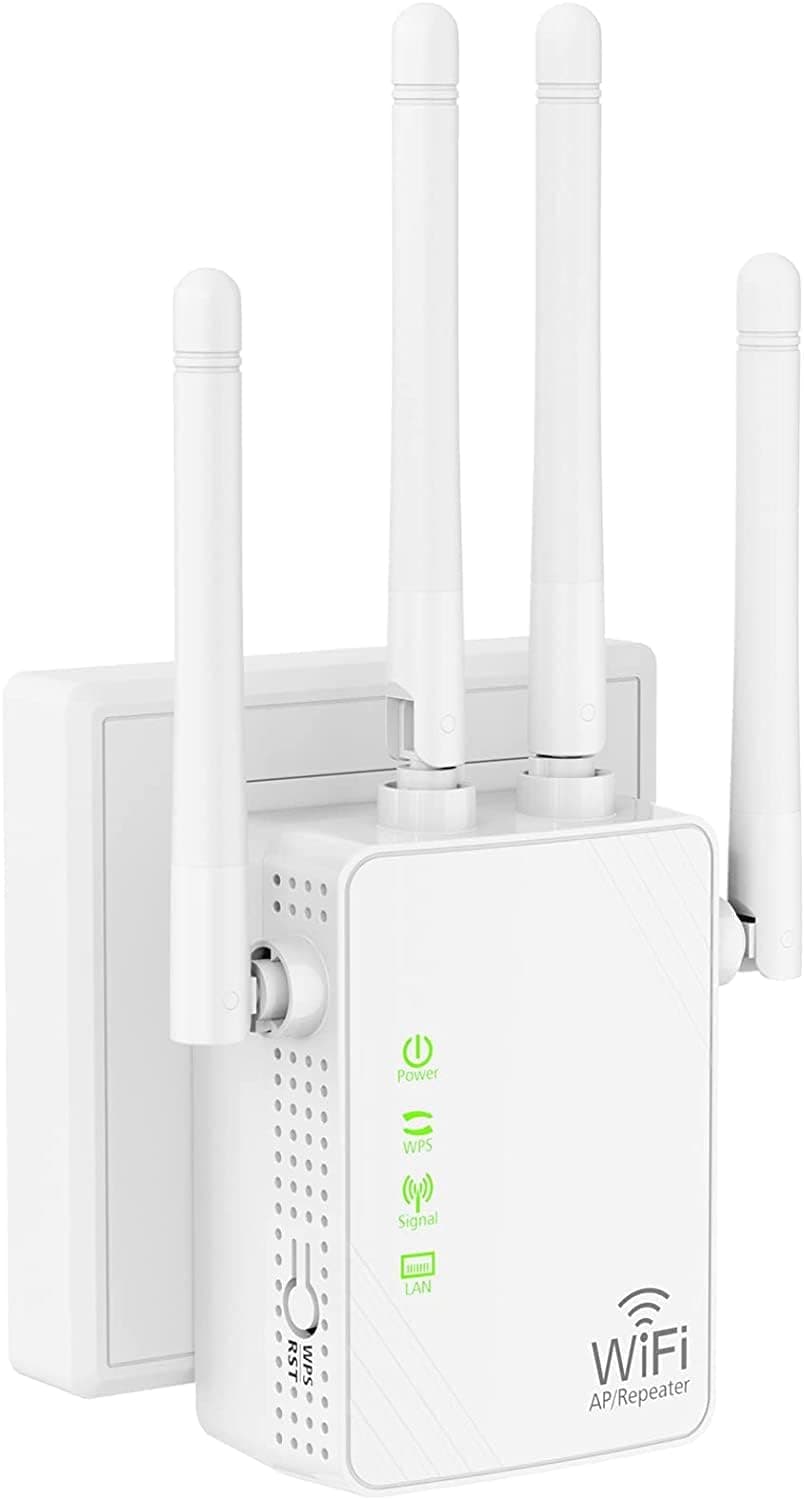 WiFi Extender Signal Booster Up to 5000sq.ft and 45 Devices, WiFi Range Extender, Wireless Internet Repeater, Long Range Amplifier with Ethernet Port, Access Point, 1-Key Setup, Alexa Compatible