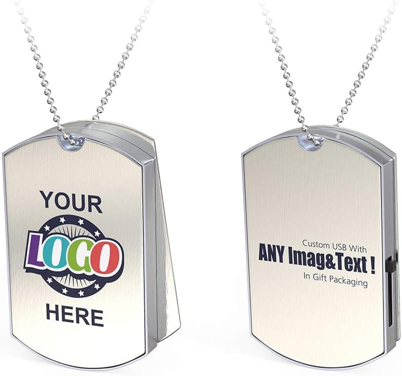 MEINAMI Customized USB Flash Drive Dog Tag Military Custom Thumb Drive Metal Personalized Memory Stick 8GB 50 Pack