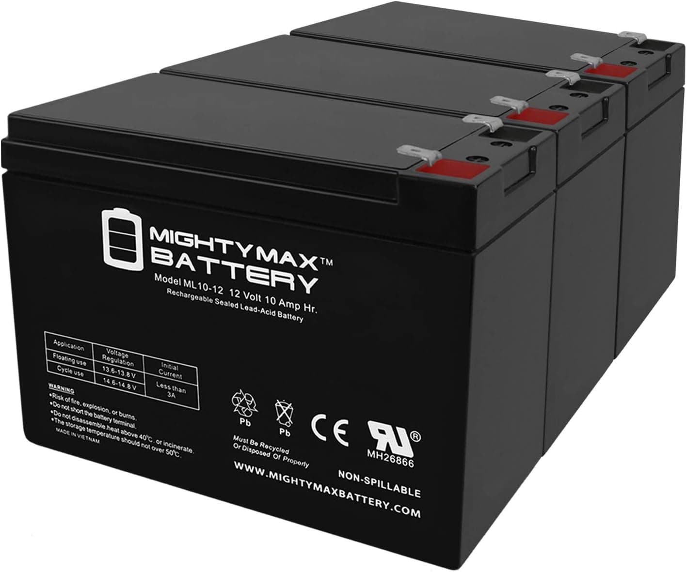 12V 10AH Schwinn S600, S-600 Scooter Battery - 3 Pack
