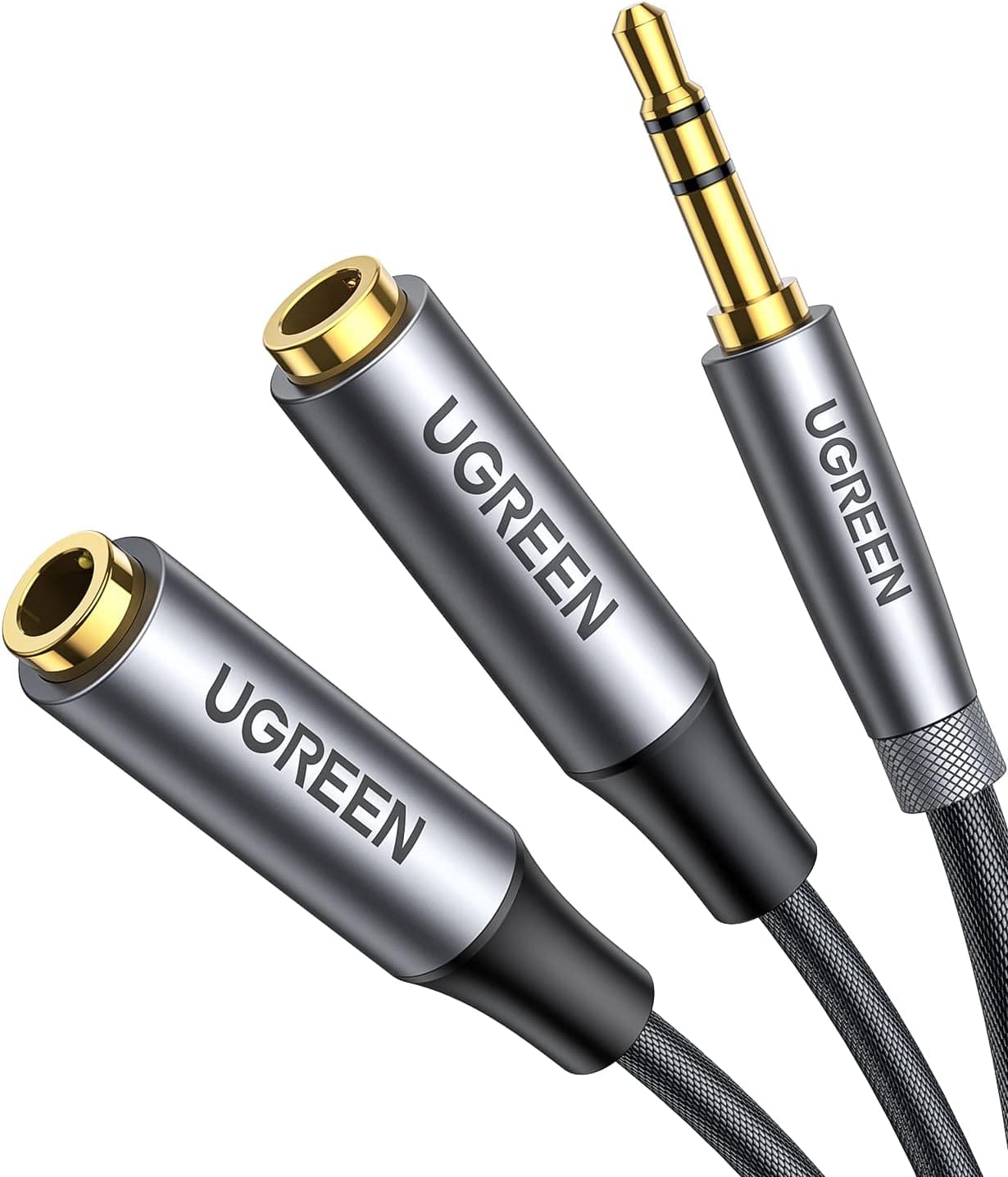 UGREEN Headphone Splitter 3.5mm Aux Splitter 2 Female to 1 Male Audio Y Splitter Stereo Dual Headphone Adapter Compatible with MacBook iPad PC Tablet Laptop TV Phone PS4 Speaker
