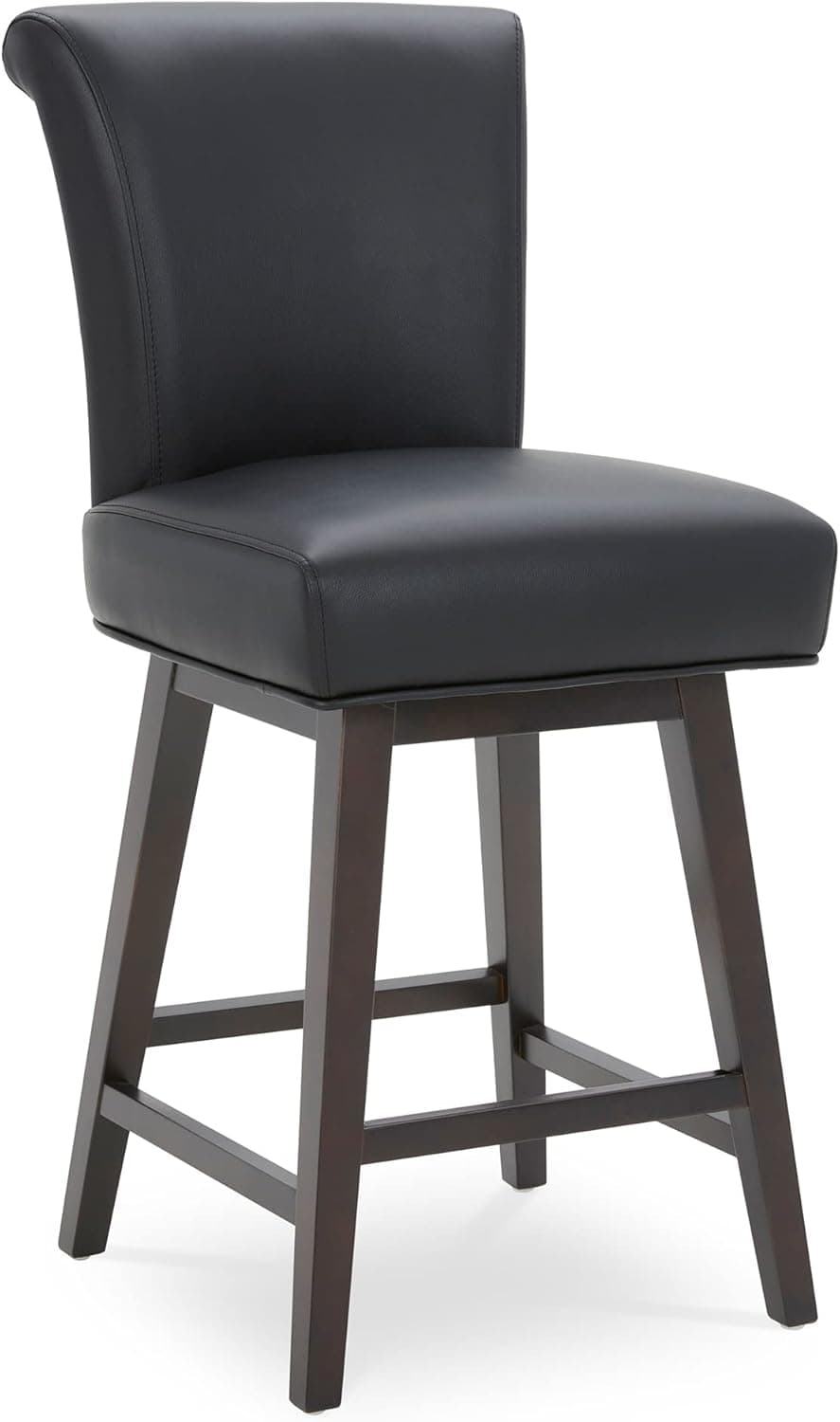 CHITA Modern 26" Counter Height Swivel Barstool, Upholstered Faux Leather Swivel Stool, Black