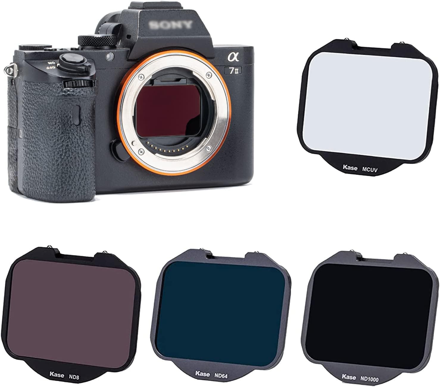 Kase 4 in 1 Clip-in Filter Kit (MCUV/ND8/ND64/ND1000),Neutral Density ND & UV Protection Filters for Sony Alpha Camera A7/A7II/A7III/A7R/A7RII/A7RIII/A7RIV/A7S/A7SII/A7SIII/A9/A9II/FX3