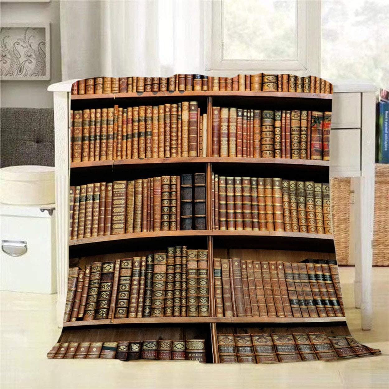 Mugod Library Throw Blanket Old Books on Wooden Shelf in The National Library of Vienna Decorative Soft Warm Cozy Flannel Plush Throws Blankets for Bedding Sofa Couch 40 X 50 Inch