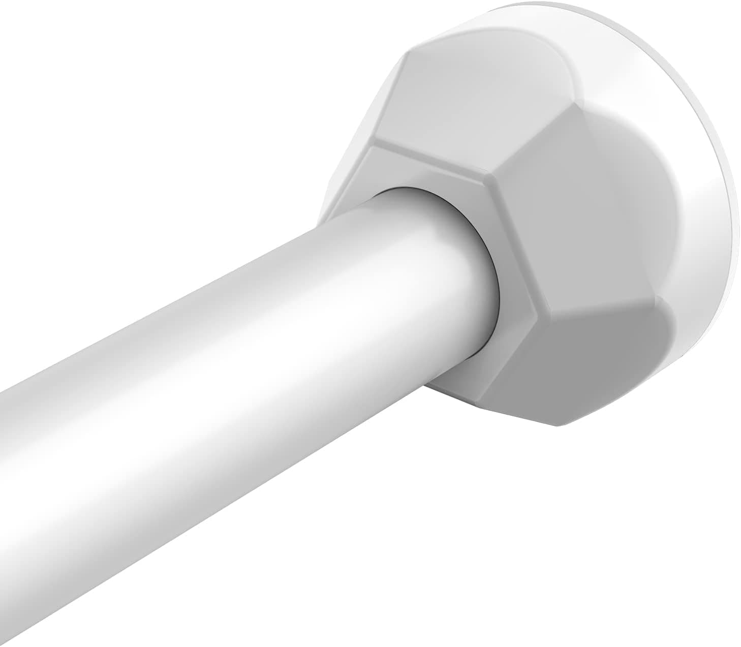 Ausemku Shower Curtain Rod - 48-84 Inches Adjustable Tension Curtain Rod, Stainless Steel, No Drilling, Never Collapse, Anti-Slip, No Rust, for Bathroom, Easy to Install White