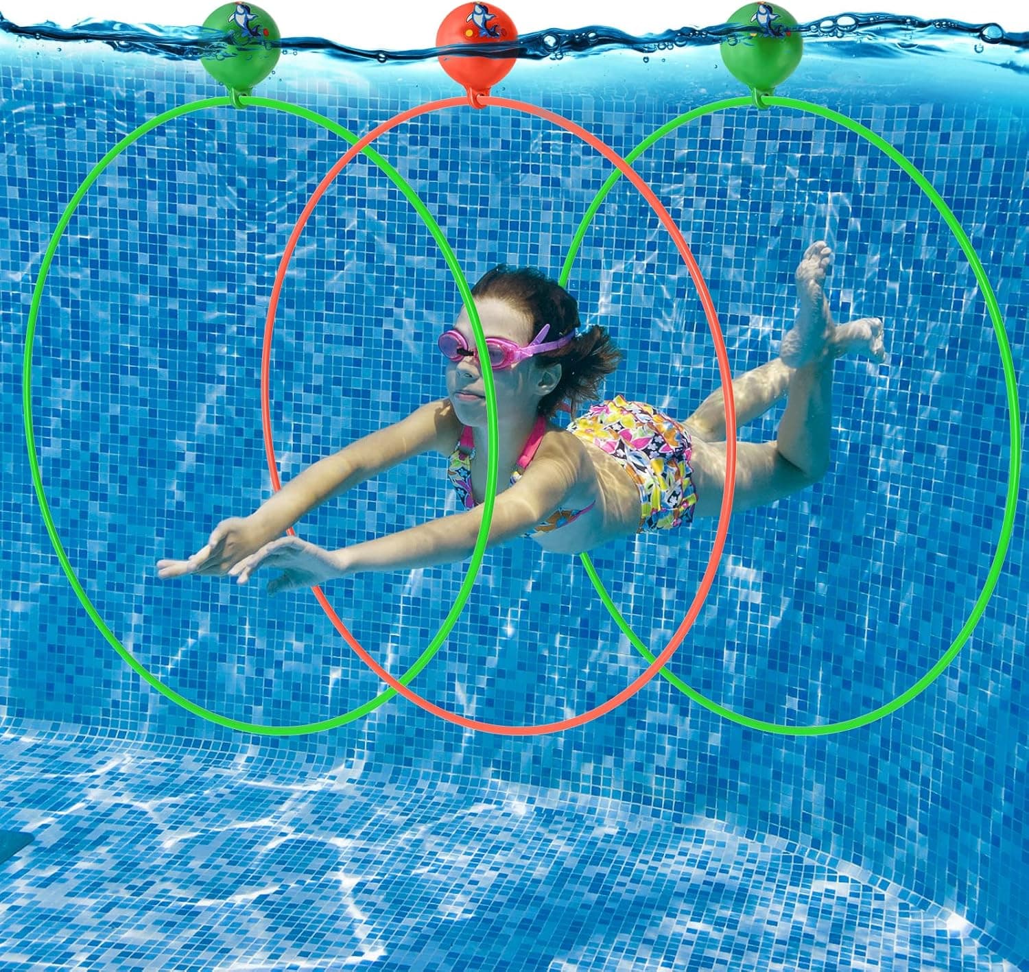 MKBKCO Diving Toys, 3 PCS Pool Toys Swim Thru Rings for Kids, Underwater Swim Ring Diving Floating Toys, Summer Pool Diving Toys, and Pool Toys for Kids Age 3-12 (Random Color)