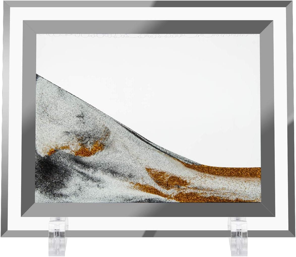 Coitak Moving Sand Art Picture, Dynamic Sand Picture, Golden Desktop Sand Art for Home Decor and Office Large Size (9x7inch)