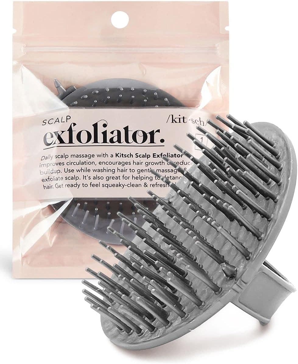 Kitsch Scalp Massager Shampoo Brush - Scalp Scrubber & Hair Massager for All Hair Types | Hair Scalp Massager for Hair Growth | Scalp Scrub & Scalp Brush | Scalp Exfoliator & Hair Scrubber (Gray)