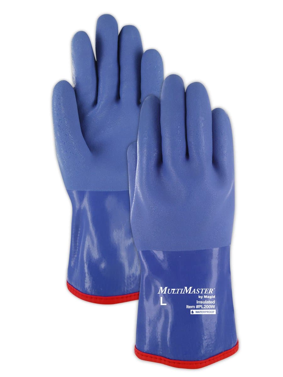 Magid Glove & Safety PL200WL Multi Master PL200W Rough Finish PVC Insulated Glove – Cut Level 4, Blue, Large, Cotton