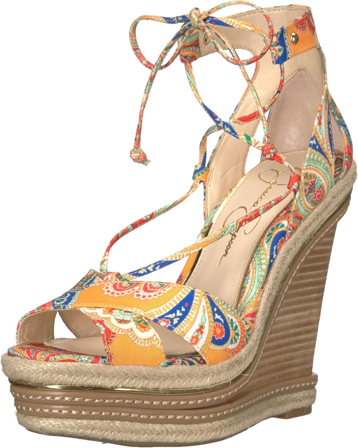 Jessica Simpson Women's Adyson Wedge Sandal, Yellow/Multi, 6 Medium US