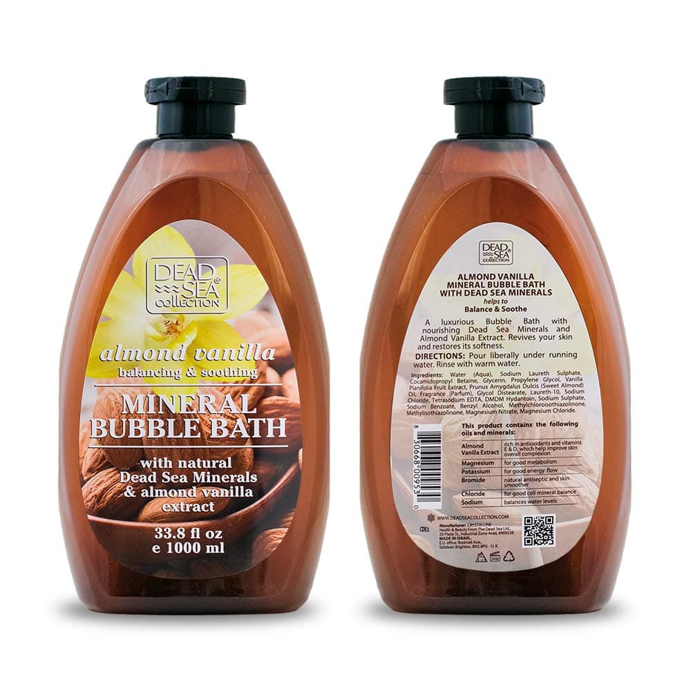 Dead Sea Mineral Bubble Bath Almond Vanilla Balancing & Soothing Skin Care Collection