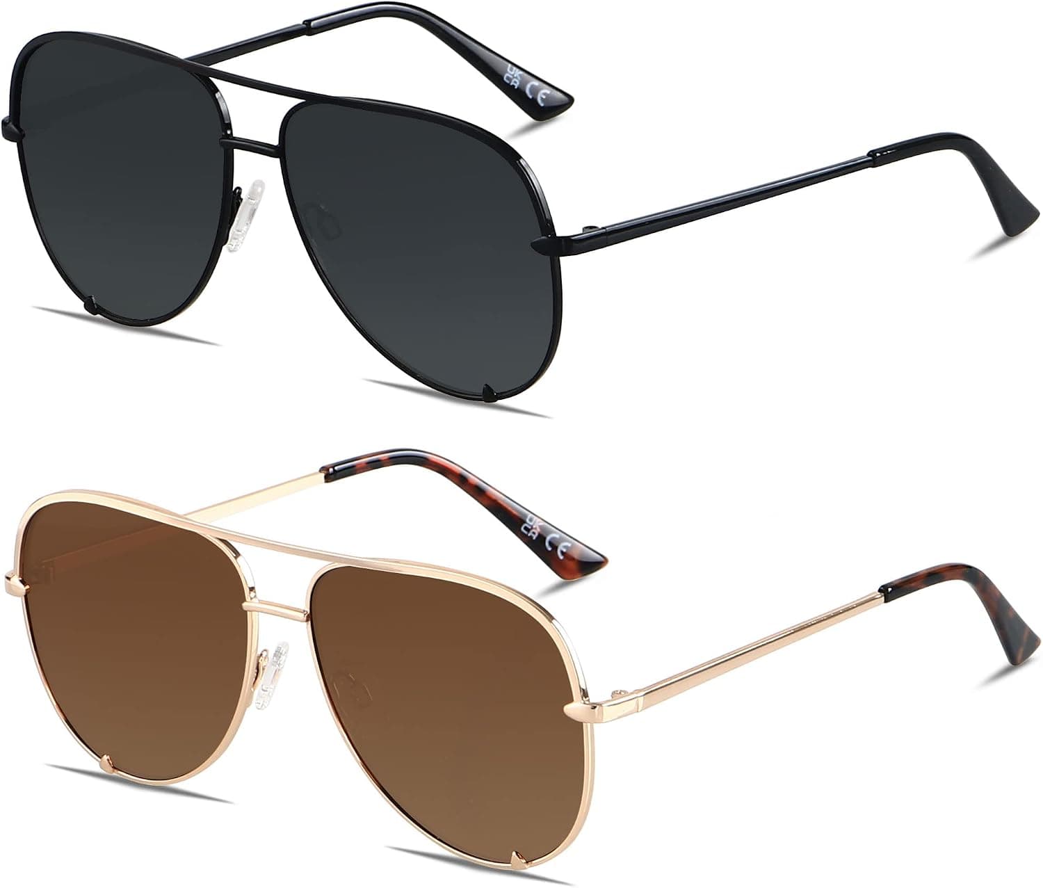 ANDWOOD Oversized Aviator Sunglasses for Women Men Big Large UV Protection Fashion Sun glasses