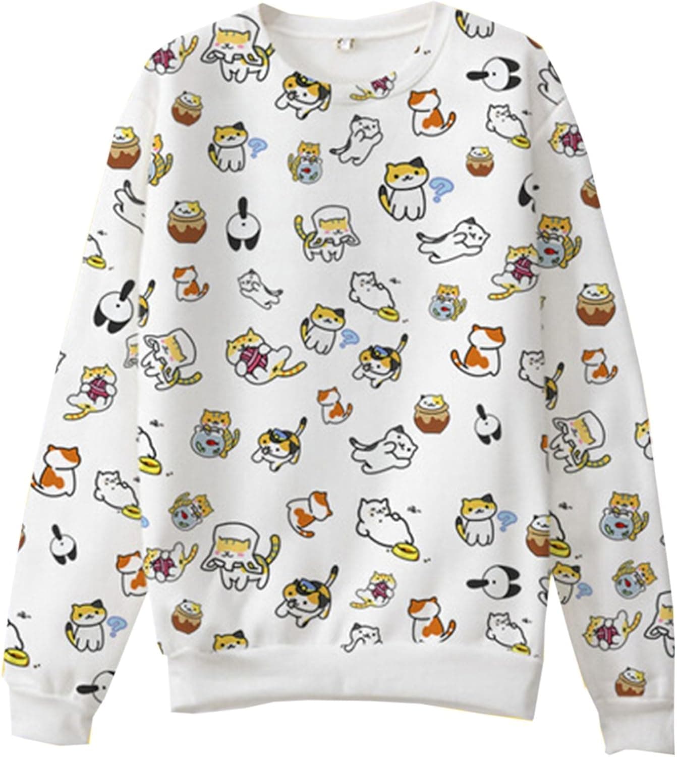 Cartoon Game Neko Atsume Cute Cat Sweater Cotton Polyester Unisex Sweatshirt