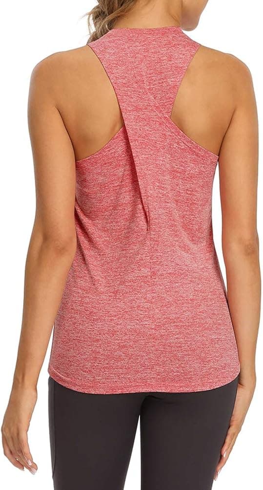 Mippo Workout Tops for Women Fitted Racerback Athletic Yoga Gym Shirts Active Wear