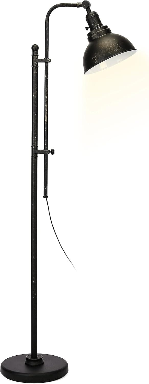 VONLUCE 65" Industrial Floor Lamp, Rustic Floor Task Lamp in Aged Bronze Finish, Adjustable Standing Lamp with Metal Shade for Living Room Reading Bedroom Office, ETL.