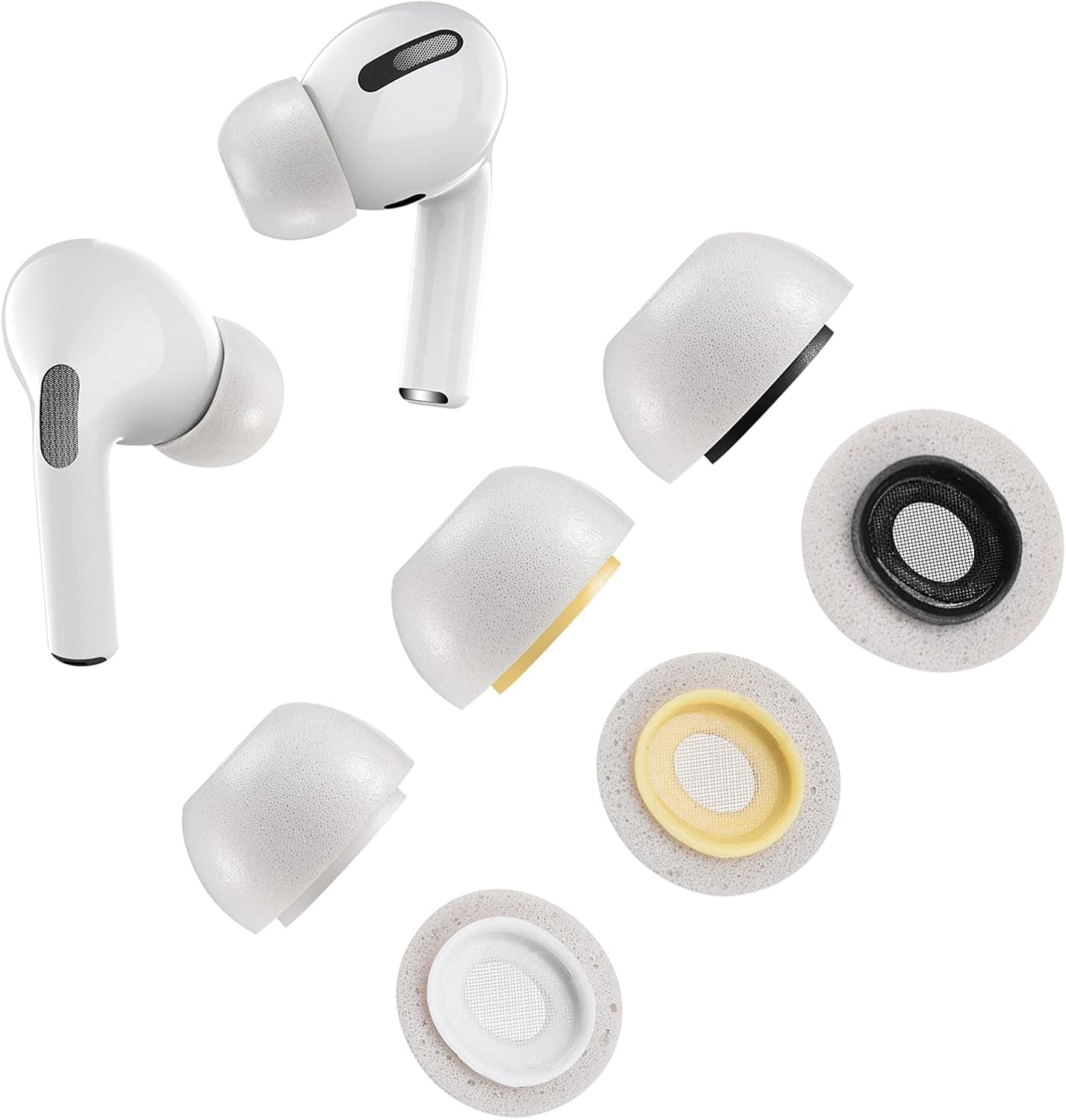 Memory Foam Replacement Premium Ear Tips for Apple Airpods Pro Wireless Earbuds, Ultra-Comfort, Noise Reduction, Anti-Slip Eartips, Fit in The Charging Case, Easy Install, Grey, 3-Paris Mixed Sizes