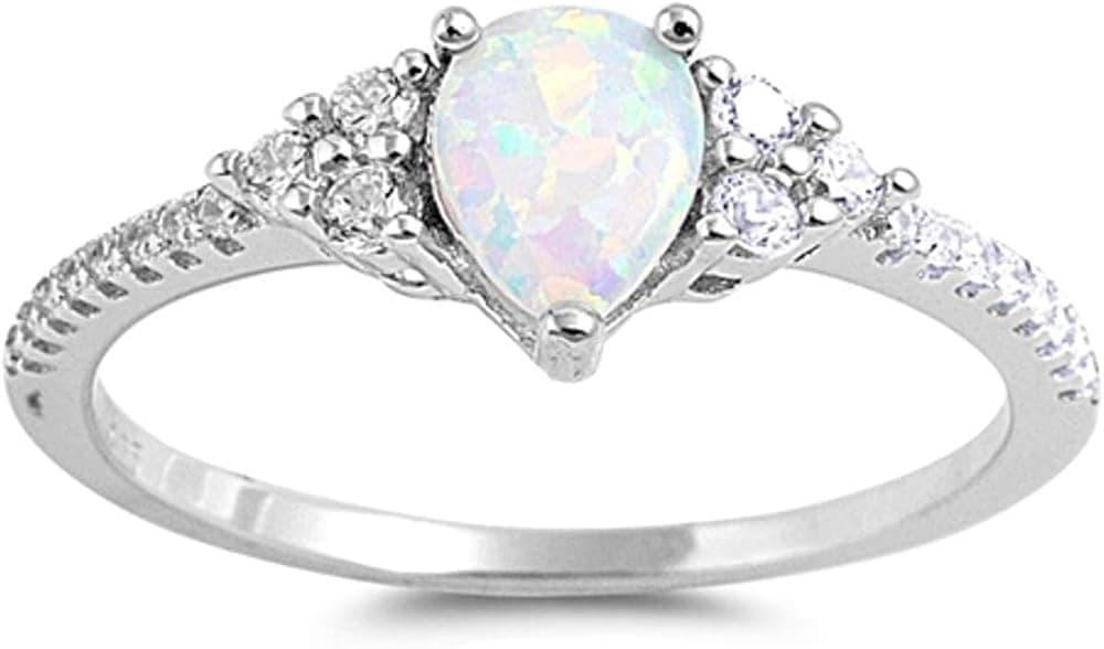 CHOOSE YOUR COLOR Sterling Silver Teardrop Ring