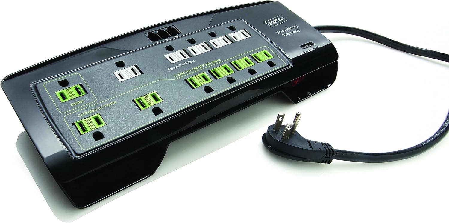 Staples 12-Outlet 4350 Joule EcoEasy Surge Protector with Dataline Protection