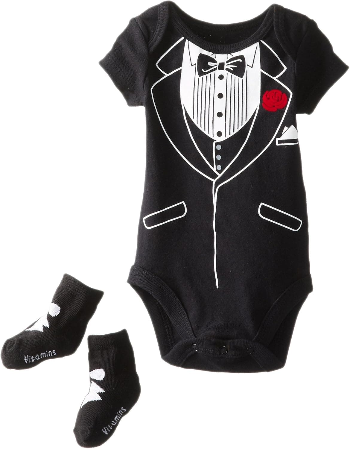 Vitamins Baby Baby-Boys Newborn Tuxedo 2 Pack Bodysuit Set