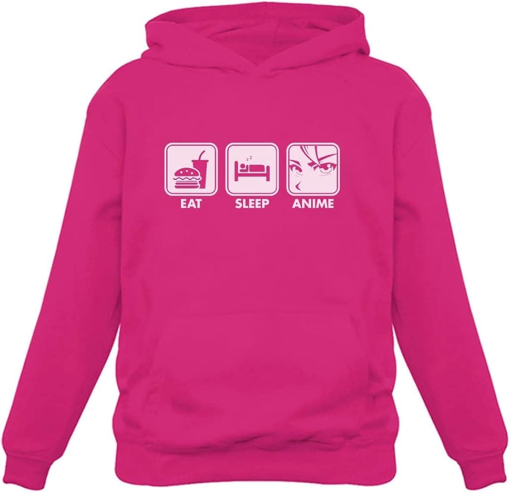 TeeStars - Eat Sleep Anime Cool Women Hoodie Medium Pink