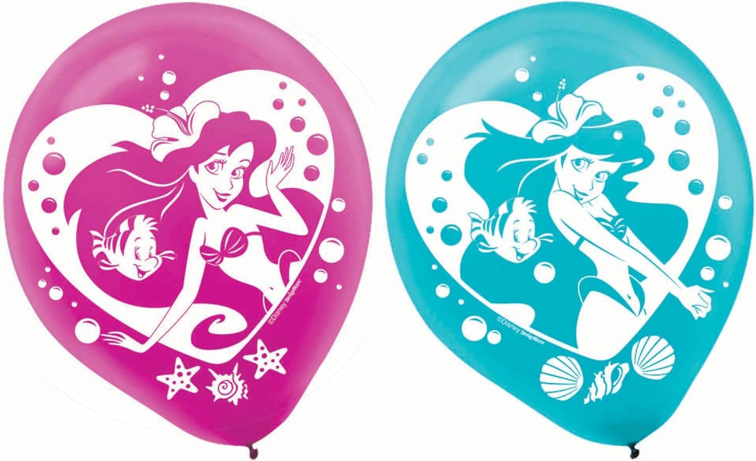 amscan Ariel The Little Mermaid Latex Balloons (6ct)