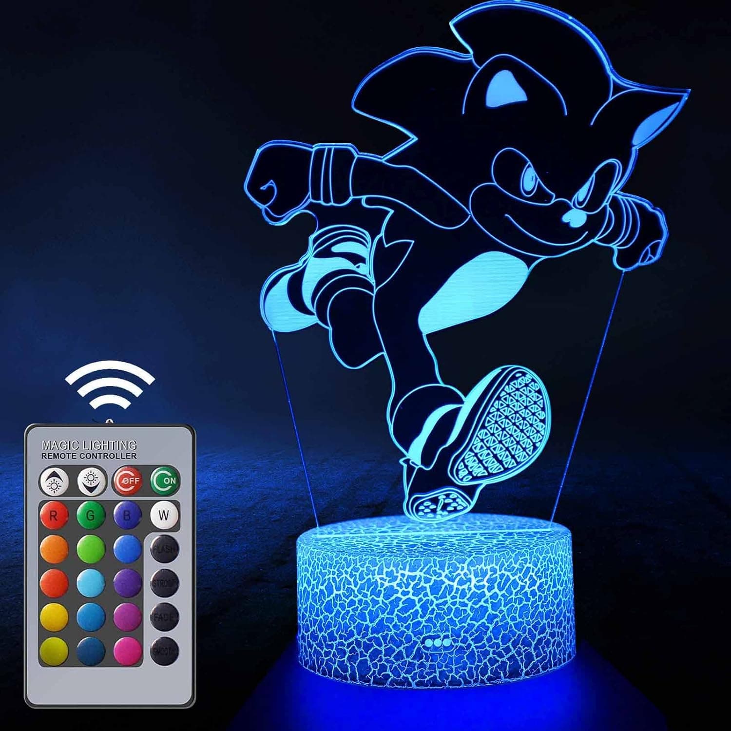 3D Night Lights for Kids,3D LED Night Lamp Touch & Remote Control 16 Colors Changing,Funny Gadgets for Men,Birthday Christmas Gifts for Boys Girls Adults (AA)