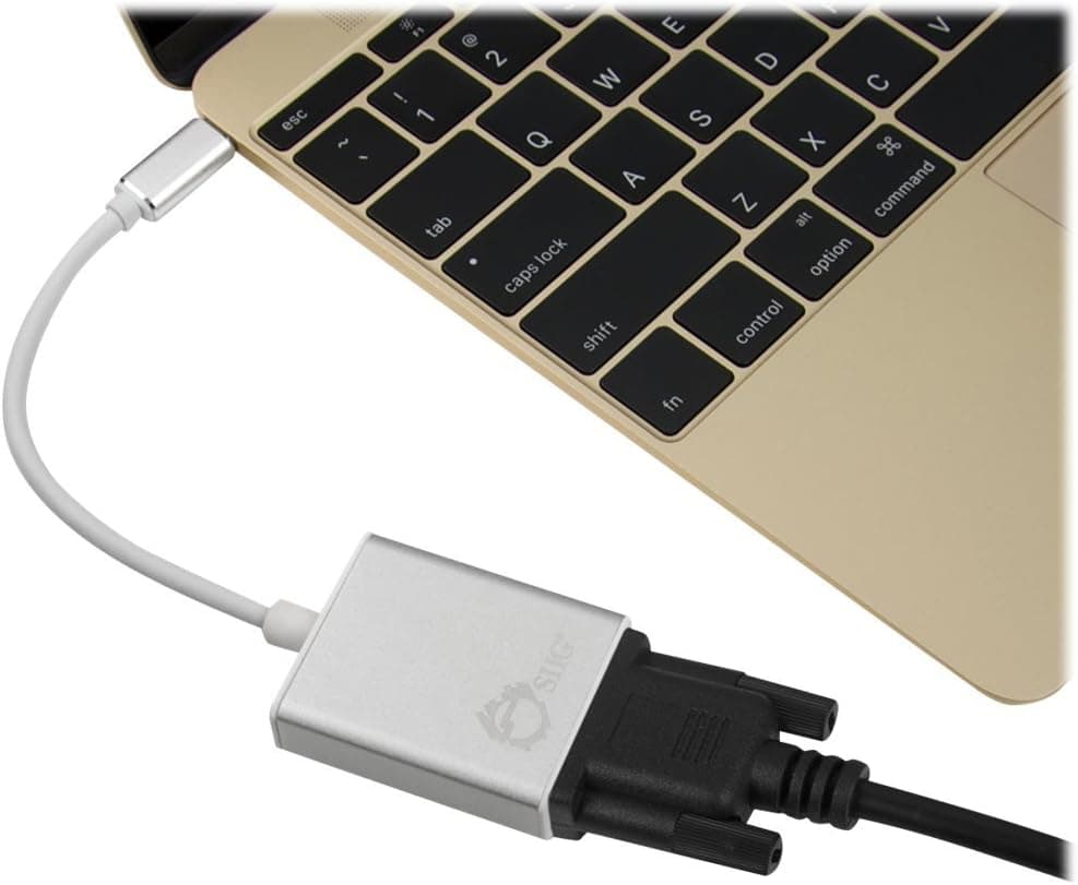 SIIG USB-C to VGA Video Cable Adapter | High Performance | Full HD 1080p VGA adapter for Macbook 12", Chromebook Pixel, Dell & Other Compatible Devices